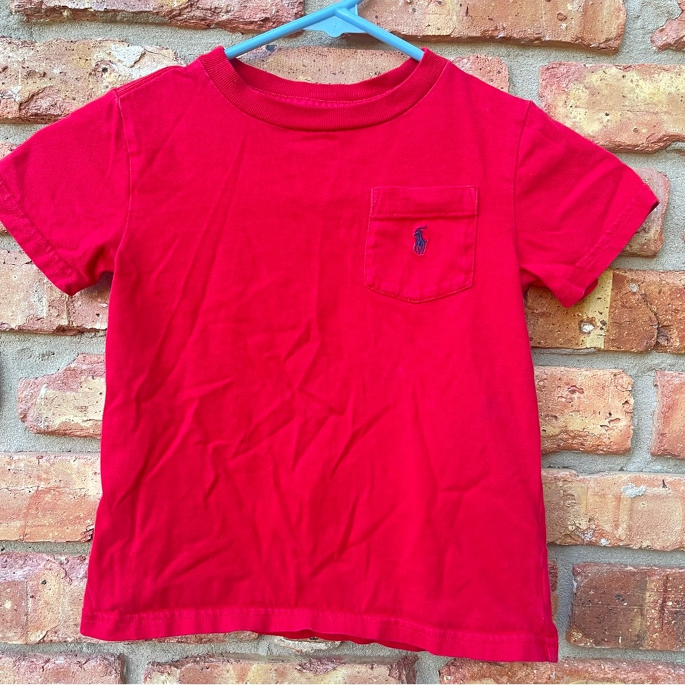 RALPH LAUREN POLO LITTLE BOYS 4 RED SHORT SLEEVE T SHIRT COTTON NAVY HORSE LOGO